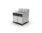 image of Giles GBF-80/80G Multiple Battery Gas Fryer w/ (2) 80-lbs Frypots, Built-In Filtration, Computer Control