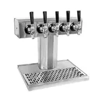 image of Glastender BT-5-PB Tee Draft Beer / Wine Dispensing Tower w/ (1) 5" Tower, 5 Faucets, Air-Cooled