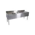 image of Glastender C-FSB-48 48" 4 Compartment Underbar Sink w/ 2 Drainboards, Deck-Mount Faucet