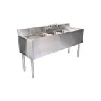 image of Glastender C-TSB-48L 48" 3 Compartment Underbar Sink w/ 1 Right Drainboard, Deck-Mount Faucet