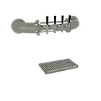 image of Glastender PW-4-MFR Pipe Wall Draft Tower, 4‑Tap Stainless Steel, Glycol‑Cooled Cold Plate, Drain Pan