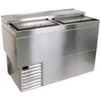image of Glastender ST36-B 36" Deep Well Flat Top Bottle Cooler w/ 1 Sliding Door, 2 Wire Partitions