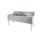 image of Glastender TSB-66R-S 66" 3 Compartment Underbar Sink w/ 1 Left Drainboard, Deck-Mount Faucet