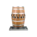 image of Glastender WB-6-NR Wood Barrel Draft Dispensing Tower w/ 6 Faucets, Wall Mounting Brackets