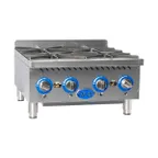 image of Globe GHP24G 24" Countertop Heavy Duty Gas Hotplate with (4) Burners, 88.000 BTU
