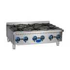 image of Globe GHP36G 36" Countertop Heavy Duty Gas Hotplate with (6) Burners, 132.000 BTU