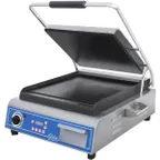 image of Globe GSG14D 22" Single Sandwich Panini Grill w/ Timer, 14" x 10" Smooth Plates, 120V