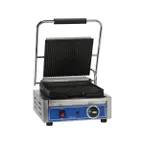 image of Globe GPG10 13" Bistro Sandwich Panini Grill w/ Cast Iron Grooved Plates, 10" x 9.5" Surface, 120V