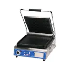 image of Globe GPG14D 22" Sandwich Panini Grill w/ Timer, 14" x 14" Grooved Plates, 120V