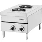 image of Garland US Range E24-12H 15" Heavy Duty Electric Countertop Hotplate, (2) Spiral Burners w/ 8 1/2", Infinite Controls, 4.2 kW