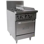 image of Garland US Range G24-2G12S 24" Gas Restaurant Range w/ (2) Open Burners, (1) 12" Griddle, (1) Cabinet Base, 84.000 BTU
