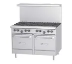 image of Garland US Range G48-6G12SS 48" Gas Restaurant Range w/ (6) Open Burners, 12" Griddle, (2) Cabinet Bases, 216.000 BTU