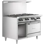 image of Garland US Range G48-8RS 48" Gas Restaurant Range w/ (8) Open Burners, (1) Standard Oven, (1) Cabinet Base, 302.000 BTU