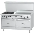 image of Garland US Range G60-4G36RR 60" Gas Restaurant Range w/ (4) Open Burners, 36" Griddle, (2) Standard Ovens, 262.000 BTU