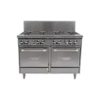 image of Garland US Range GFE48-8LL 48" Gas Restaurant Range w/ (8) Open Burners, Electric Spark Ignition, (2) Space Saver Ovens, 272.000 BTU