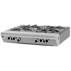 image of Garland US Range MST44T-E 34" Gas Heavy Duty Range w/ (4) Open Burners, Electric Ignition and Flame Fail, Modular Base, 140.000 BTU