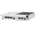 image of Garland US Range MST54T-E 34" Gas Heavy Duty Range w/ (2) Open Burners, (1) Front Fired Hot Top, Modular Base, 115.000 BTU