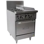 image of Garland US Range U24-2G12L 24" Gas Restaurant Range w/ (2) Open Burners, 12" Griddle, (1) Space Saver Oven, 114.000 BTU 