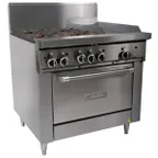 image of Garland US Range U36-4G12S 36" Gas Restaurant Range w/ (4) Open Burners, 12" Griddle, (1) Cabinet Base, 146.000 BTU