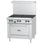 image of Garland US Range U36-6R 36" Gas Restaurant Range w/ (6) Open Burners, (1) Standard Oven. 230.000 BTU