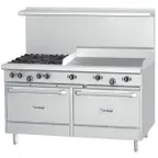 image of Garland US Range U60-4G36SS 60" Gas Restaurant Range w/ (4) Open Burners, 36" Griddle, (2) Cabinet Bases, 182.000 BTU 