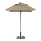 image of Grosfillex 98660331 Windmaster 6-1/2 ft. Square Top Patio Umbrella, Khaki, Aluminum Pole, Recacril Fabric