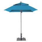 image of Grosfillex 98669431 Windmaster Umbrella, 6-1/2 ft., Square Top, Aluminum Pole, Sky Blue