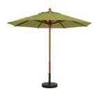 image of Grosfillex 98914931 9 ft Round Market Umbrella, 1-1/2" Wooden Pole, Outdura Pesto Fabric