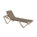 image of Grosfillex US155181 Nautical Chaise Lounge, Stackable, Resin Frame, Taupe, Adjustable Sling