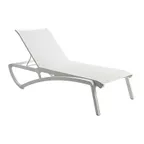 image of Grosfillex US642096 Sunset Chaise Lounge, Stackable, Without Arms, Textilene Sling, Glacier White Frame
