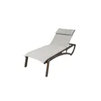 image of Grosfillex UT420599 Sunset Comfort Stackable Chaise Lounge, Sling Style, Resin Frame, Beige