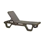 image of Grosfillex US515137 Marina Chaise Lounge, Sling Style, Resin Frame, Espresso, Adjustable, UV Resistant