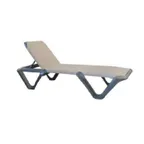 image of Grosfillex US891102 Nautical Pro Chaise, Sling Style, Resin Frame, Espresso, 3-Position Adjustable