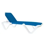 image of Grosfillex US891104 Nautical Pro Chaise, Sling Style, Resin Frame, Blue, 3-Position Adjustable