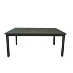 image of Grosfillex US932288 69x39 Rectangular Outdoor Table, Aluminum, Volcanic Black, UV Resistant, Adjustable Levelers