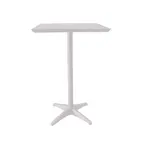 image of Grosfillex U3402096 28x28 Square Bar Height Outdoor Table, White Laminate Top, Aluminum Base
