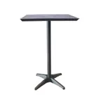 image of Grosfillex U3402288 Square Bar Height Outdoor Table, 28x28, Aluminum Base, Laminate Top, Volcanic Black