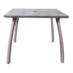 image of Grosfillex S6602289 36" Square Outdoor Table, High Pressure Laminate Top, Platinum Gray Aluminum Base, UV Resistant