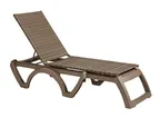 image of Grosfillex UT634181 Java Chaise, Stackable, Without Arms, Adjustable, All Weather Wicker, French Taupe Resin Frame