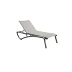 image of Grosfillex UT740289 Stackable Sling Chaise Lounge, Platinum Gray Resin Frame, Solid Gray Fabric, Microban Treatment