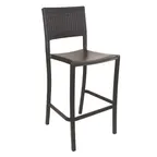 image of Grosfillex UT987037 Java Stacking Barstool, Armless, Bronze, Synthetic Wicker Back, Aluminum Frame