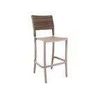 image of Grosfillex UT987181 Java Stacking Barstool, Armless, Synthetic Wicker Back, Aluminum Frame, French Taupe