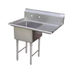 image of GSW USA SE18181R 39" One Compartment Sink, 18"W x 18"L Bowl With Right-Hand Drainboards