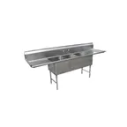 image of GSW USA SE18183D Three Compartment Sink, 90-3/8"W X 24"D X 45"H