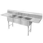 image of GSW USA SEE18183D Three Compartment Sink, 90-1/4"W X 24"D X 45"H