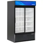 image of HABCO ESM42HC 47"2-Section Black Merchandiser Refrigerator with Glass Door
