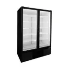 image of HABCO ESM49HCTD 54" 2-Section Black Merchandiser Refrigerator with Glass Door