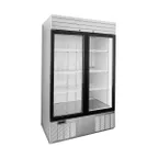 image of HABCO SE46HCSXG 47" 2-Section Stainless Steel Merchandiser Refrigerator w/ 2 Glass Doors