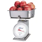 image of Edlund HD-50P - 50 lb 2 oz Dial Receiving Scale, Stainless Steel Countertop, Sloped Dial, 4" Half Pan Cradle