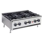 image of Wells HDHP-3630G 35" Countertop Gas Hotplate with (6) Burners, Manual Controls, 159.000 BTU